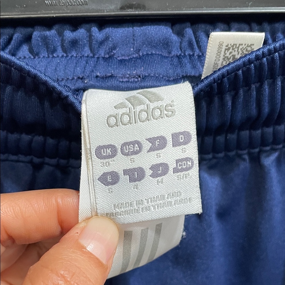 Adidas Navy Blue Shorts with White Stripes - Picture 3 of 3